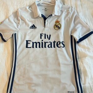 Adidas Real Madrid White and Navy Soccer Jersey